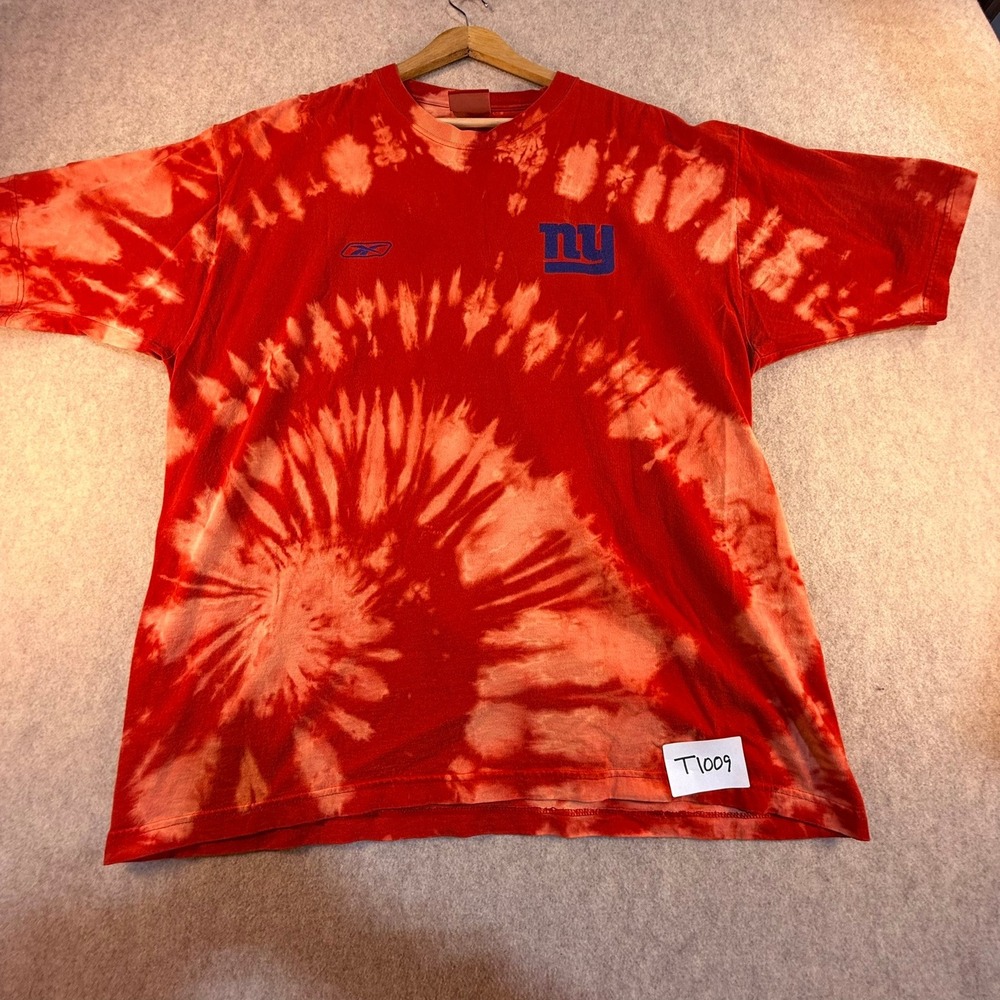 Reebok New York Giants Tie Dye T-Shirt Mens Red Blue NY Logo Graphic Tee T1009